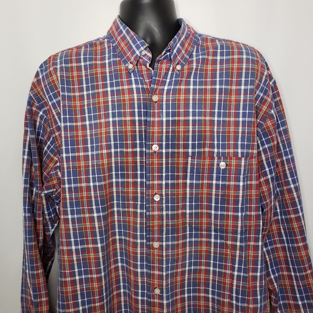 Eddie Bauer Mens Tall Extra Long Plaid Shirt Tall Large